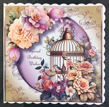 Vintage Floral Birdcage 2 8x8 by Linda Short