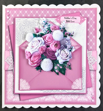 Rose Pink Bouquet Envelope by Linda Short