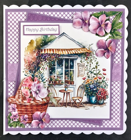 The coffee shop and flowers 7x7 by Linda Short