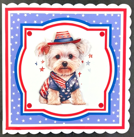 4th July Pups - makes 10 cards (7x7 inch square card kit) by Linda Short