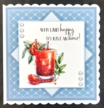 Happy Hour Cocktails - makes 6 cards (7x7 inch square card kit) by Linda Short