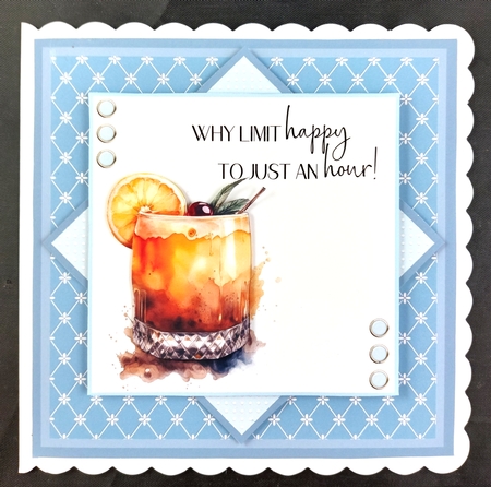 Happy Hour Cocktails - makes 6 cards (7x7 inch square card kit) by Linda Short