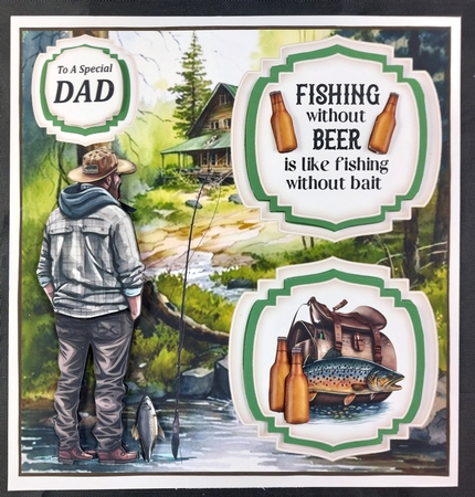 2 Panel fishing themed card front 3 by Linda Short