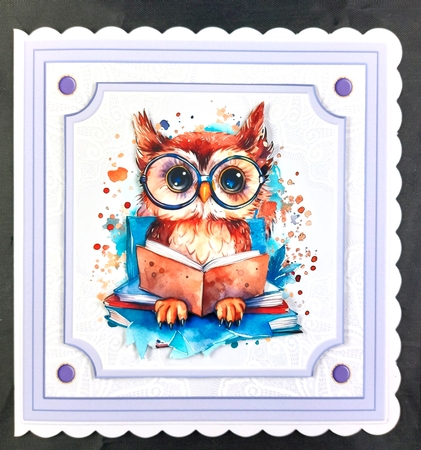 Wise Old Owl 7x7ins x 5 Topper kit by Linda Short