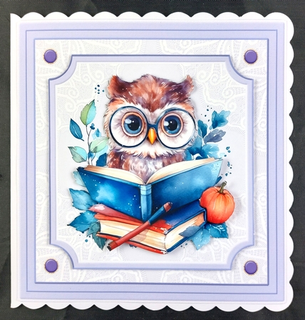Wise Old Owl 7x7ins x 5 Topper kit by Linda Short