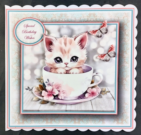 the floral cat and teacup complete Topper Kit  by Linda Short