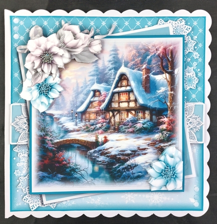 Winter Cottage by the river by Linda Short