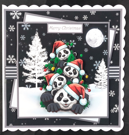 Christmas Pandas 7x7 by Linda Short