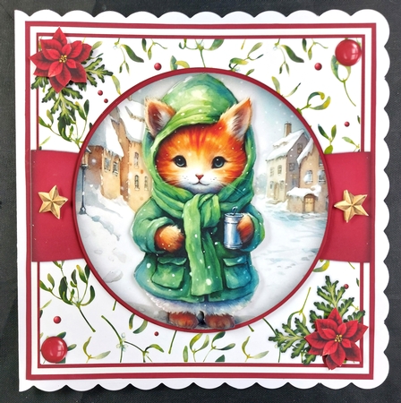 8x8 Mini Kit, Gorgeous Kitty Cat in The Snow by Linda Short
