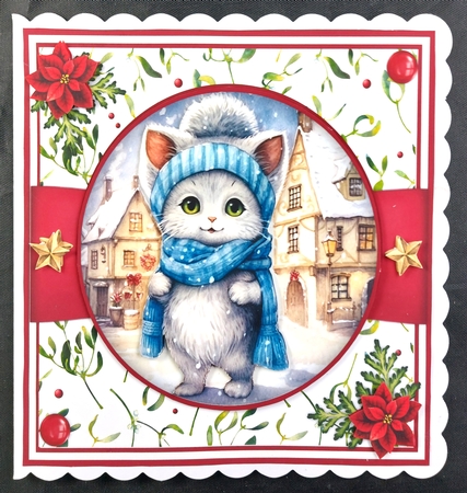 8x8 Mini Kit, Gorgeous Kitty Cat in The Snow by Linda Short
