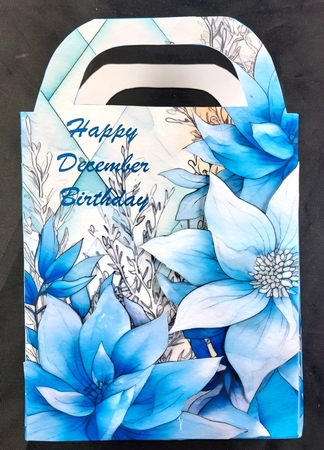 Blue floral winter geometry gift bag 1 by Linda Short