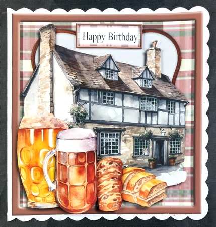 Pub 2 with Beer Male Birthday 6x6 Topper by Linda Short