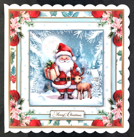 Christmas Santa 7x7ins Topper 3 by Linda Short