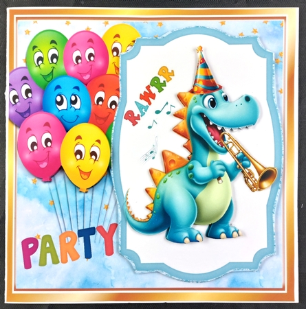  Lovely Musical Dinos Birthday With Balloons , 8X8 Mini Kit by Linda Short