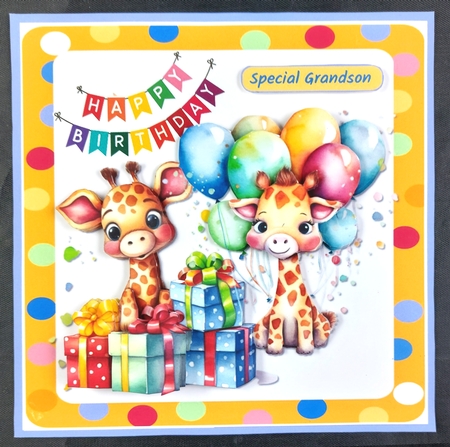 Giraffes birthday greetings by Linda Short