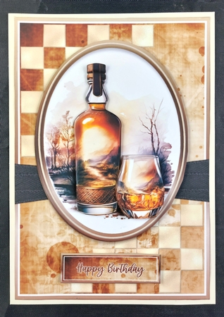 A5 Whiskey Collection 1 Card Front, Topper and Decoupage with SEntiments by Linda Short