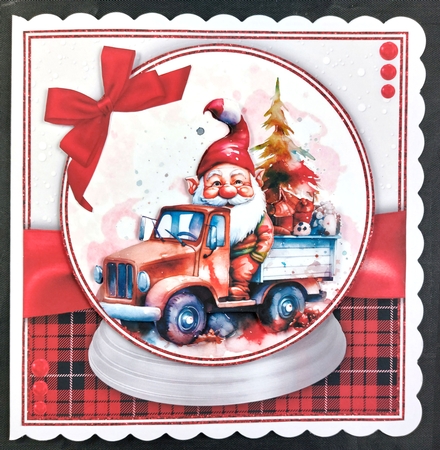 Santas Truck Snow Globe Mini Kit 2    7X7 by Linda Short