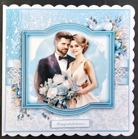 Cream and blue Wedding by Linda Short