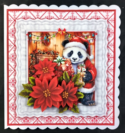 Santa Panda - Frilly Frame Card Mini Kit by Linda Short
