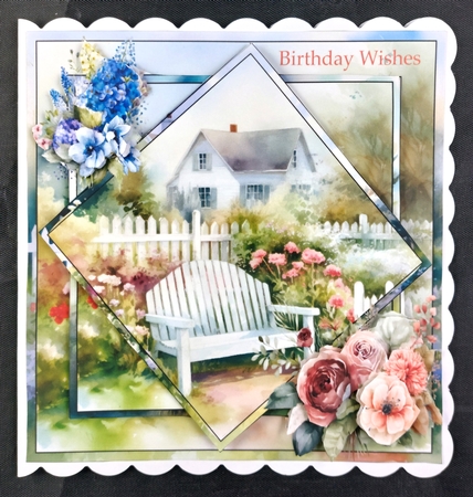 Square in Squares Garden Bench Card Topper for various Occasions by Linda Short