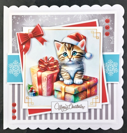Cutie Christmas Cats Card & Toppers Set by Linda Short