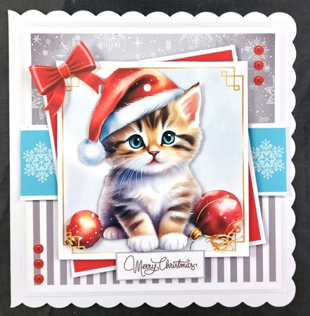 Cutie Christmas Cats Card & Toppers Set by Linda Short