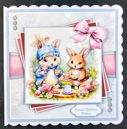 Adorable Tea Party Animals Card & Toppers Set by Linda Short