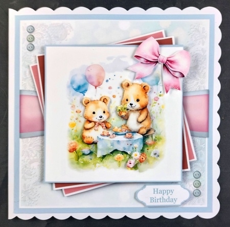 Adorable Tea Party Animals Card & Toppers Set by Linda Short