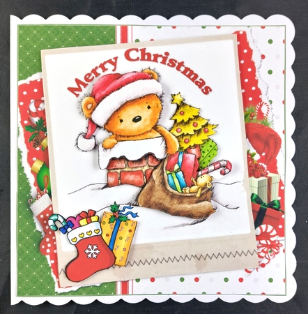 8x8 Santa ted goes down the chimney mini kit by Linda Short