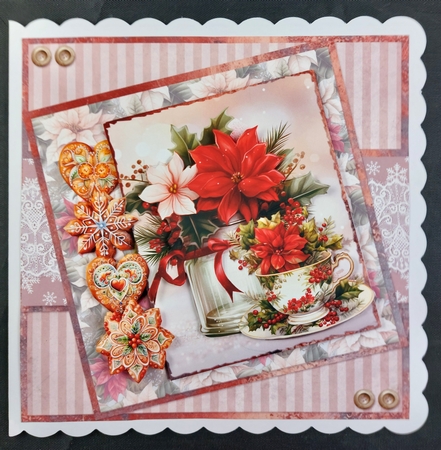 Christmas Greetings 10: Poinsettia Mason Jar 7 x 7 Card Mini Kit: 8 Sheets, 4 Toppers by Linda Short
