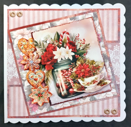 Christmas Greetings 10: Poinsettia Mason Jar 7 x 7 Card Mini Kit: 8 Sheets, 4 Toppers by Linda Short