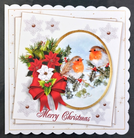 7x7 Christmas robin choice of three scenes mini kit by Linda Short