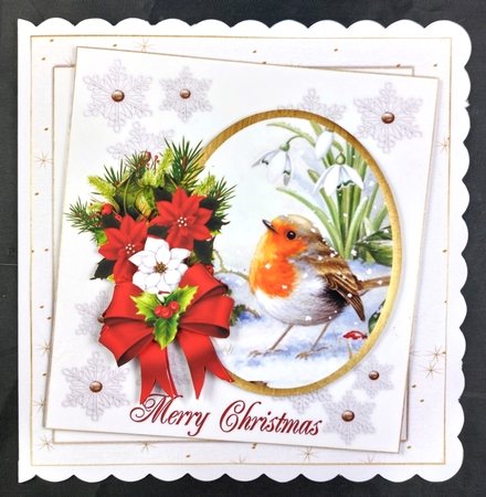 7x7 Christmas robin choice of three scenes mini kit by Linda Short