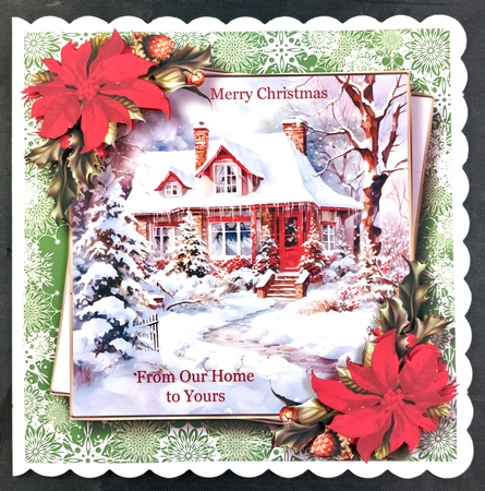 Decorated Winter Cottage With Decoupage Multi Topper Kit by Linda Short