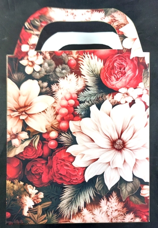 Vintage Christmas flowers gift bag 1 by Linda Short