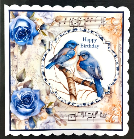 Blue rose a little birdie told me card front 3 by Linda Short
