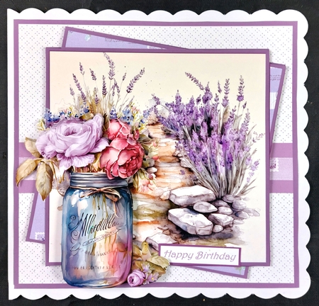 Mason jar of flowers 7x7 by Linda Short