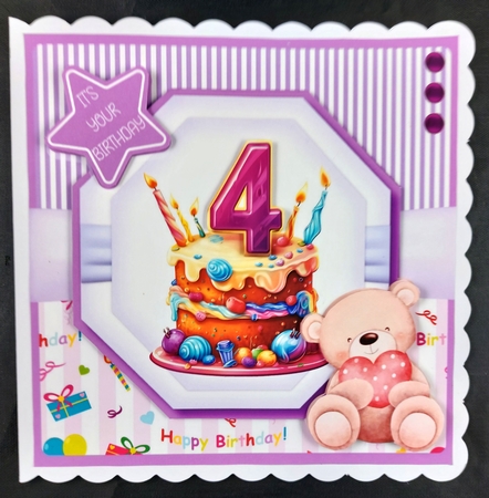 A Special Birthday Cake #4 8x8 Quick Card  by Linda Short