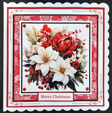 Pretty Poinsettias #3 8x8 Quick Card by Linda Short