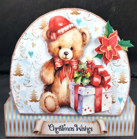 Christmas Gift Bears Tent Card & Toppers by Linda Short