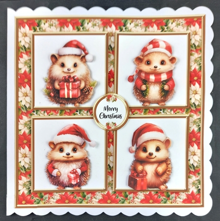 Cute Holiday Hedgehogs Topper N Gift Tag by Linda Short
