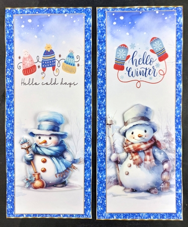 Christmas Snowmen x 4 Bookmarks sheet 1 by Linda Short