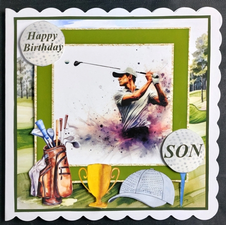 5x7 and 6x6 aprox Golfer card front 2 by Linda Short
