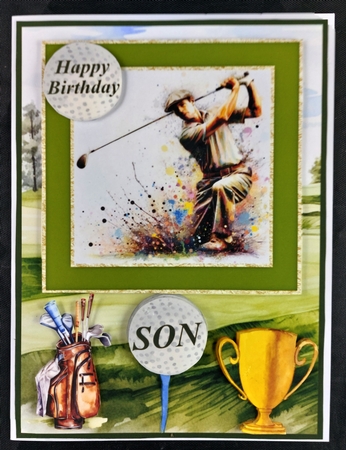 5x7 and 6x6 aprox Golfer card front 5 by Linda Short