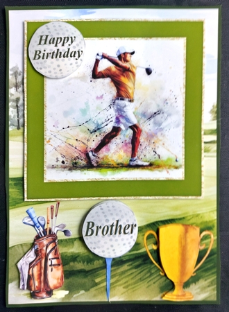 5x7 and 6x6 aprox Golfer card front 7 by Linda Short