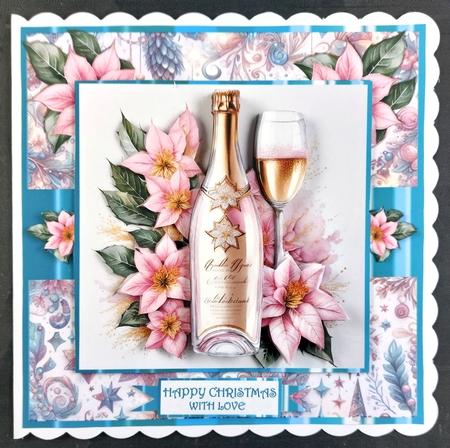 Blush Champagne & Poinsettia 7x7 Card Front Minikit by Linda Short