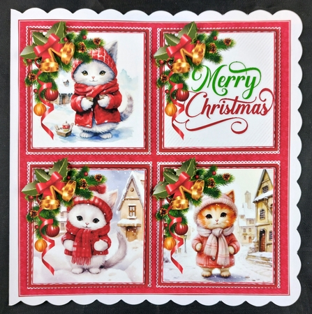 7x7 sweet pussycat Christmas choice of cats mini kit by Linda Short