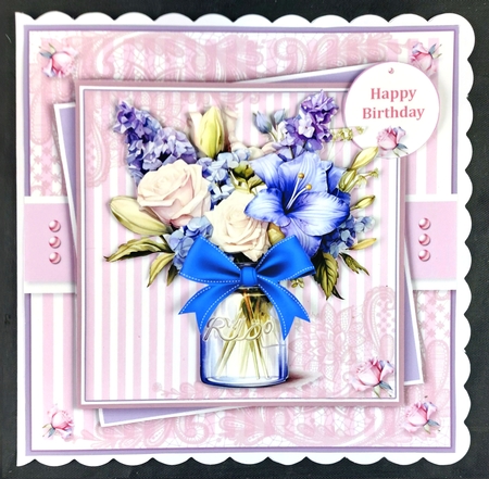 Floral Mason Jar Vase 2 by Linda Short