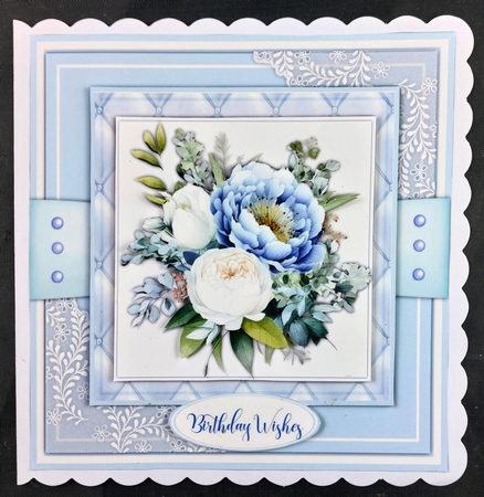 7x7 Mini Kit, Beautiful Blue and White Roses by Linda Short