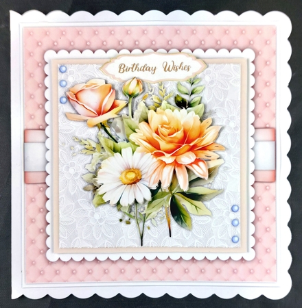 8x8 Mini Kit, Beautiful Peach Roses and Daisy by Linda Short
